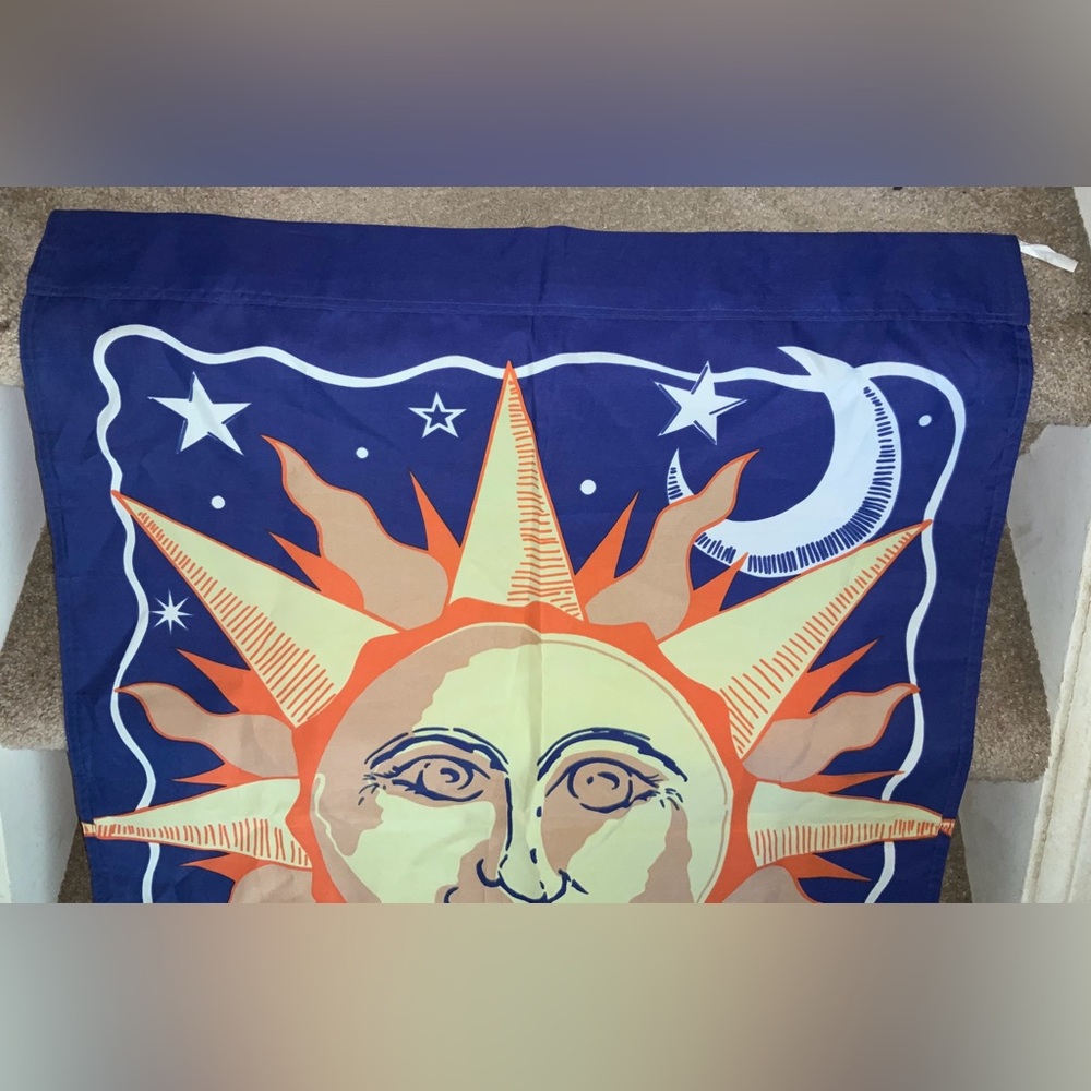 GROOVY, SUN, MOON & PLANETS. BOHO GARDEN FLAG. - Picture 2 of 8